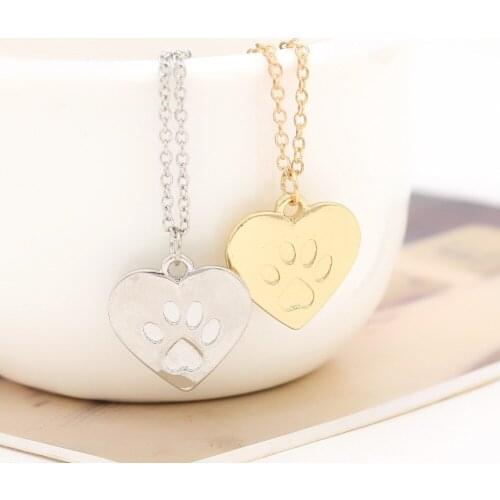 Creative Love Heart Dog Kitty Pet Cat Paw Claw Pendant Necklace Women Best Friends Gifts Women Girl Dog Lover Charm Jewelry Hot