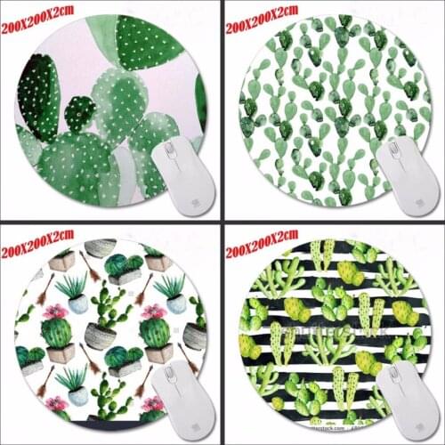 Mairuige Cactus Watercolor Computer Gaming Round Mouse Pad Gamer Play Mats Customization Supported Decorate You Desk 200*200*2CM