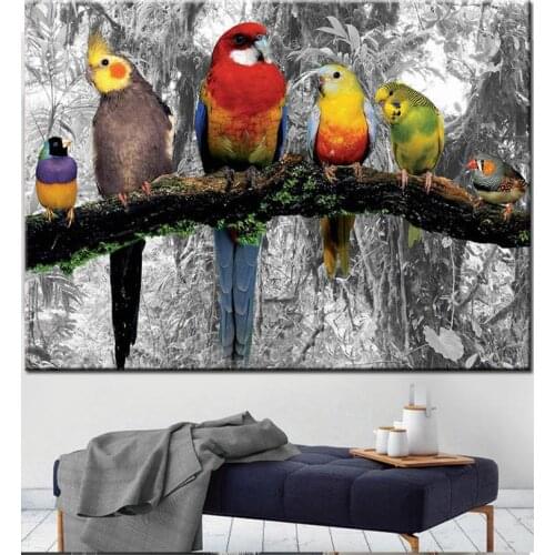 Mosaic Full Embroidery Parrot Animals 5d Diy Diamond Painting Birds Rhinestone Embroidery 100% Square/Round Drill Wall Decor