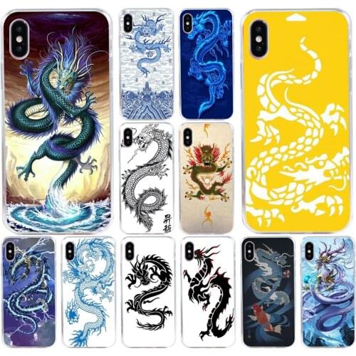 183H Dragon and chinese dragon design Soft Silicone Tpu Cover phone Case for iphone 5 5s se X XR XS Max case