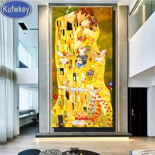 Gustav Klimt lover kiss 5d diy diamond painting cross stitch full square round drill rhinestone embroidery Love Portrait