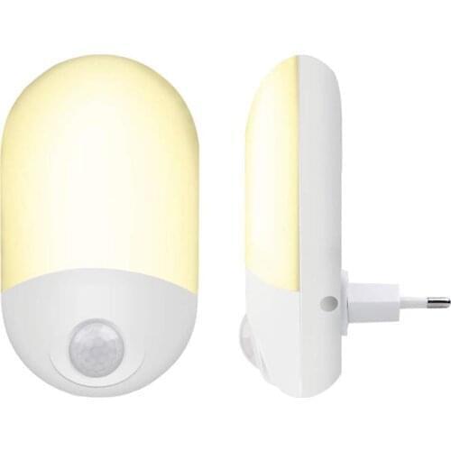 PIR Motion Sensor Night Light Control Smart Nightlight Warm White Body Induction Mini Lamp Plug-In for Bedroom Indoor Stair Lamp