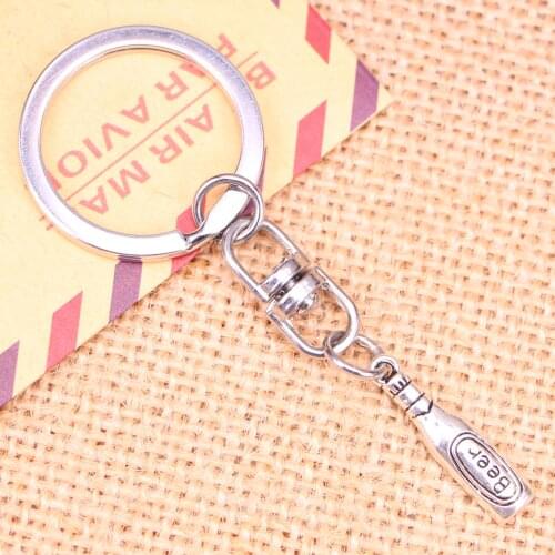 New Fashion Keychain 24x6mm beer bottle Pendants DIY Men Jewelry Car Key Chain Ring Holder Souvenir For Gift