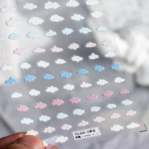 New Three-dimensional Simple Style Fashion High Quality Rainbow Colored Clouds Self-adhesive Back Glue Ultra-thin Nail Stickers