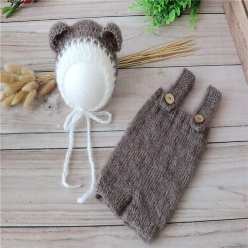Newstyle Knitted Newborn Baby Bonnet and Romper Set Crochet Baby Clothes Newborn Bonnet Photo Props