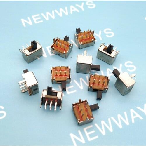 10Pcs/Lot Sk22D07 Toggle Switch 2P2T 2 Row 2 File 6 Foot Sliding Switch Handle 4Mm