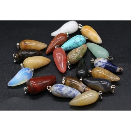 6Pcs Random Natural Stone Pendant Comma-Shaped Semi-Precious Charms For Jewelry Making DIY Necklace Bracelet Earrings Accessory
