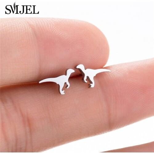 SMJEL Punk Dragon Stud Earring Fashion Jewelry Earrings Small Dinosaur With Wings Gold Earrings Girls Men Jewelry Christmas Gift