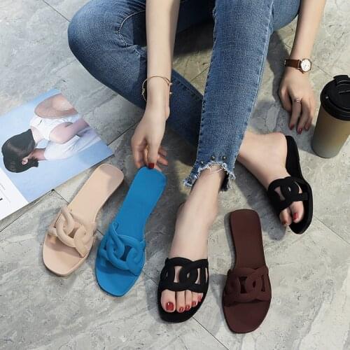 2020 Euramerican Style Newly Summer Web Star Slippers PVC Jelly Slides Non-Slip Beach Flat Flip-Flops Shoes Woman Wholesale