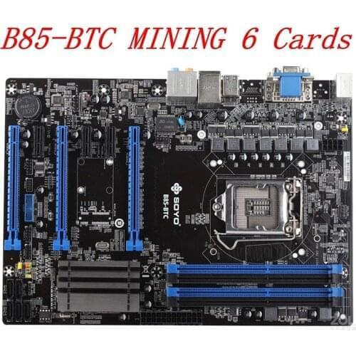 Mining BTC B85-BTC 6PCI-E Desktop Motherboard TB85 B85 B250 H110 BTC LGA 1150 DDR3 16G SATA3 USB3.0 ATX BTC Mining Motherboard