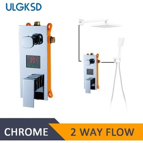ULGKSD Bathroom Shower Mixer Valve 2/3 Ways Out Water Temperature Display Wall Mounted Shower Faucet Valves