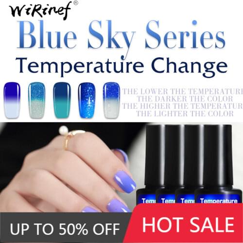 WiRinef 8ML Temperature Change Series Blue Sea Color Thermal Gel Polish UV Led Gel Nail Chameleon Varnish