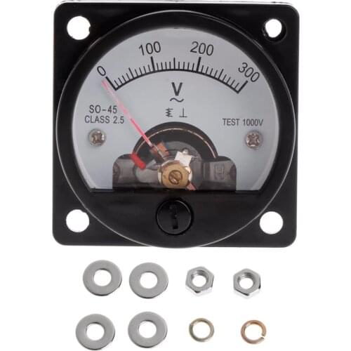 Voltmeter SO-45 AC 0-300V Round Analog Dial Panel Meter Voltmeter Gauge Black