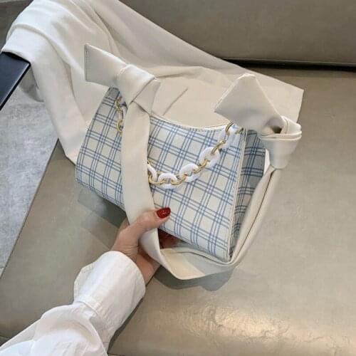 Womens Bag British Plaid Underarm Shoulder Western Style Textured One-Shoulder Bag Purses and Handbags Luxury Designer