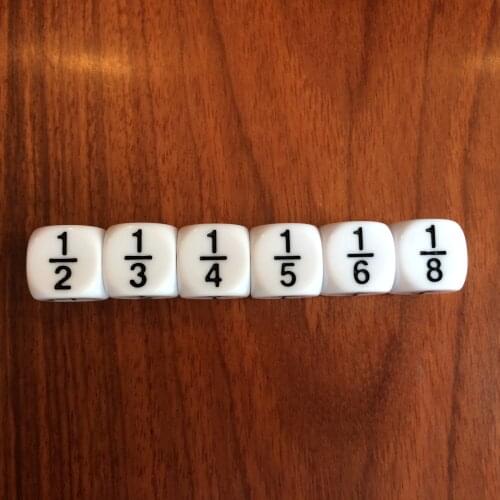 1/5/10PCS White Fraction Dice 16*16mm Fractional Number Dice Montessori Educational Kids Math Toys for Children Party Board Game