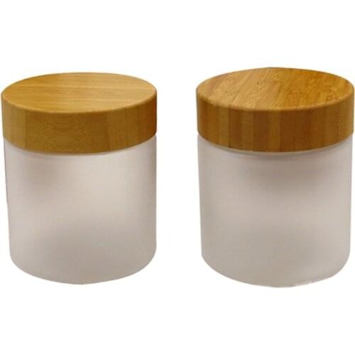 10PCS 250g 250ml Matt Frosted PET Cream Bottle Jars With bamboo Lid bamboo Cap Bamboo Plastic Cosmetic Container Candy Jars
