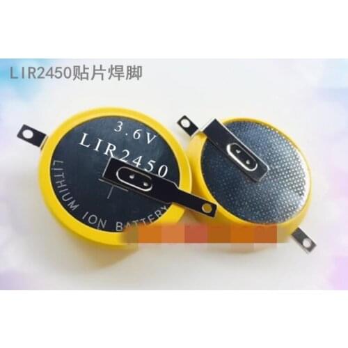 2PCS LIR2450 3.6V rechargeable lithium electronic CR2450 solder pin button battery LIR 2450