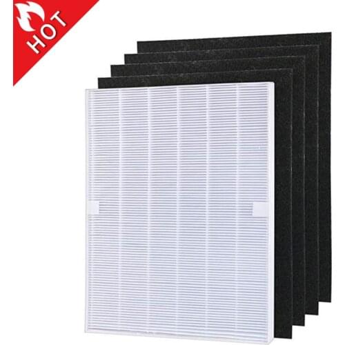 4 pieces Air Purifier Parts Carbon pre-filters and 1 piece Main HEPA filter for Winix 115115 5300 5500 6300