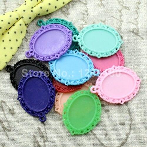 50pcs/lot Resin Cameo/Glass/Cabochon Frame bezel Base Setting, DIY-Accessory Pendant Tray 29x39mm(fit 18x25mm) (K00598)