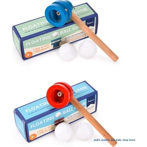 67JC Brain Developmental Baby Toy Wood Floating Ball Toy for Toddlers Blow Training Game Ball Educational Coordination Toy