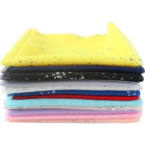 Sequins Dot Tulle Fabric Mesh Yarn Cloth Skirt Wedding Dress Garment Decoration Fabric DIY Clothing Sewing Material 150x100cm