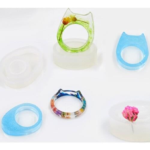 Kawaii Cat lovely Kitten Shape Finger Ring Mold for Resin Jewelry Making Tools Butterfly UV Epoxy Resin Molds For Jewelry