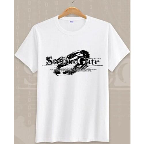 Japanese Anime Steins Gate Cosplay T Shirt Cartoon Okabe Rintarou LabMem No.001 Printed T-Shirt Graphic Summer Top Tee tshirt
