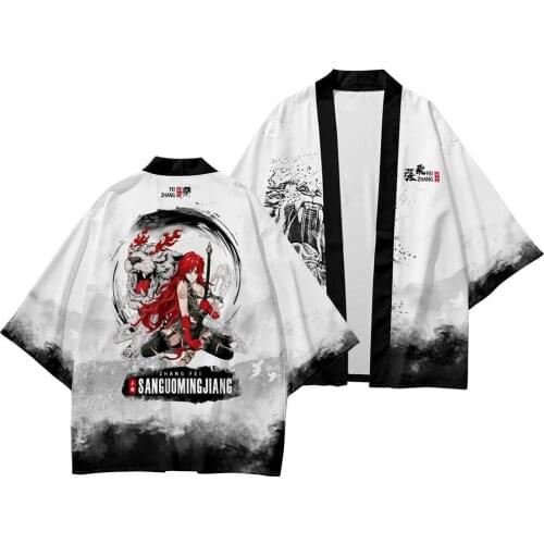 Couple Cartoon Printed Women Men Streetwear Japanese Traditional Kimono Male Beach Yukata Harajuku Tops Trousers Suit