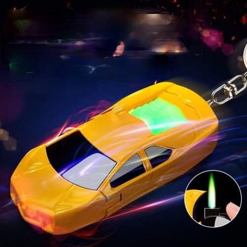 Cool Sports Car Keychain Lighter Creative Windproof Blue Flame Straight Into The Lighter Good Gift for Friend Gadgets for Men
