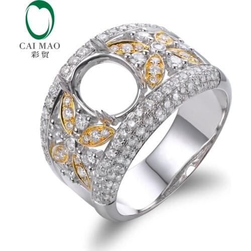 7x9mm Oval Cut 14K White Gold & 0.18ct Diamond Wedding Engagement Semi Mount Setting Ring