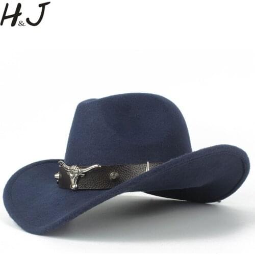 100% Wool Women Men Hollow Western Cowboy Hat With Tauren Belt Winter Outback Jazz Toca Sombrero Cap Size 56-58CM