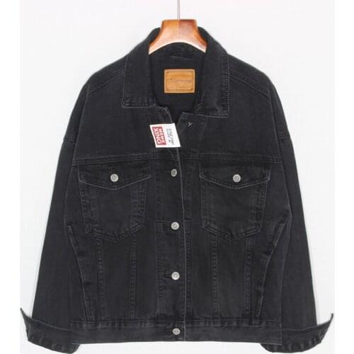 Washed Black Short Denim Jacket Coat Women Harajuku Student Outerwear Chaqueta Mujer Big size Loose Casual Jeans Jackets Female