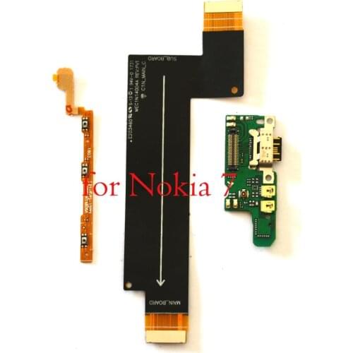 Power volume strip button main board connector USB type C charging charger flex cable microphone For Nokia 7