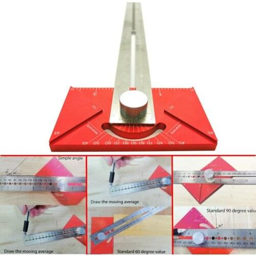 Woodworking DIY Angle Scribing Steel Ruler Positioning Block Scriber Line Gauge Dividing Line Ruler for Carpentry Measuring Tool