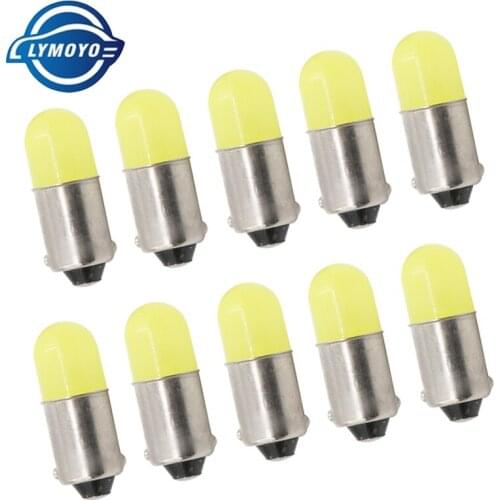LYMOYO 10pcs BA9S T4W COB Round 3D Led 1 SMD Car License Plate Light Turn Signal Bulb Parking Lights Door Lamp White dc12V