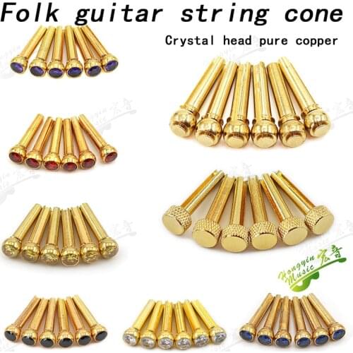 6pcs Copper Guitar Bridge Pins Bridge Pin for Acoustic Guitar with Pearl Shell Brass Circle Guitar Accessories
