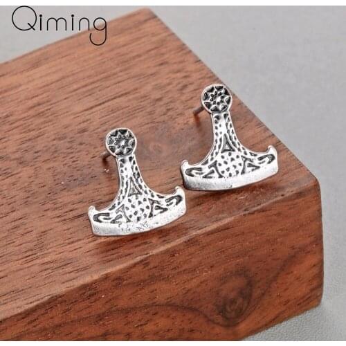 Copper Odin Vintage Mens Earrings Women Slavic Pagan Rock Style Russian Talisman Amulets fashion Stud Earrings Viking Gift