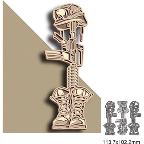 Metal Cutting Dies Military Cap Gun Military Shoes For DIY Scrapbooking Decorative Card Making Embossing Craft 2021 New