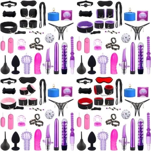 50LF Adult Bed Game Set Safety Womens Mens Comfortable BDSM Bondage Training Romance BDSM Cosplay Sex Toys Kit Vibrator Gifts