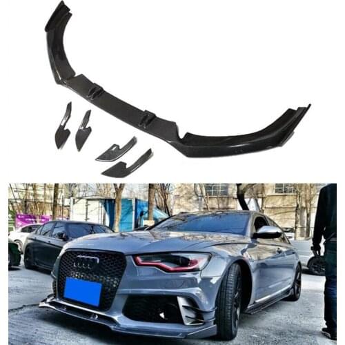 REAL CARBON FIBER FRONT BUMPER SPOILER LIP SPLITTERS WIND KNFE COVER For Audi A6 S6 Sline RS6 2012-2018