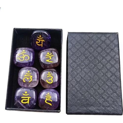 Natural Amethyst Crystal Runes Stones Irregular Divination Fortune-Telling Reiki Energy Healing Gift Decor