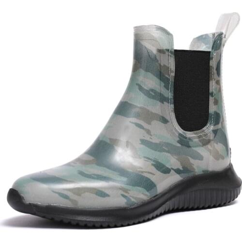 396-1214 TONGPU New Arrival Womens Glossy Ankle Rain Boots with Lightweight EVA Outsole