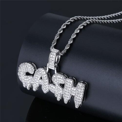 Hip Hop Rock Jewelry Iced Out Letters Pendant Necklace With Gold Chain AAA Zircon 2 Colors Mens Necklace
