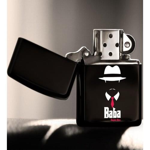 Personalized Custom Godfather Godfather Design Colorful Printed Gasoline Black Metal Çakmak-11