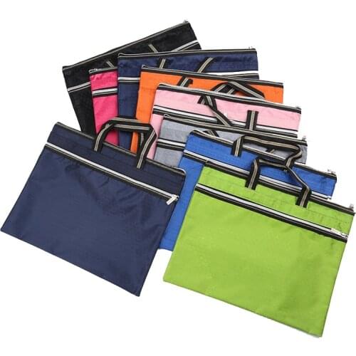 Portable Multi-functional A4 Document Briefcase Filing Pouch Waterproof Oxford Cloth Organized Tote Macbook Handbag Colurful