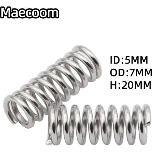 10/20/50/100pcs/lot Feeder Springs Nickel Plating Stainless Steel Part Aluminum 1.2mm 5mm Length 20mm Springs 3D Printers Parts