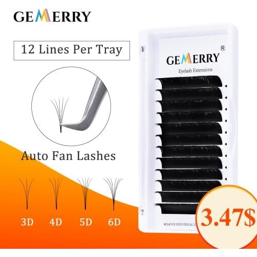 GEMERRY Easy Fan Lashes Extension Volume Fan Eyelash Faux Mink Long Eyelashes 20-25mm Mix Length Blooming Lashes Russian Eyelash