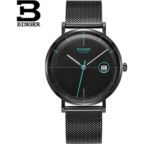 Switzerland Mens Watches Fashion Brand Men Automatic Watch Casual Mechanical Watches Sapphire BINGER relogio masculino 2019