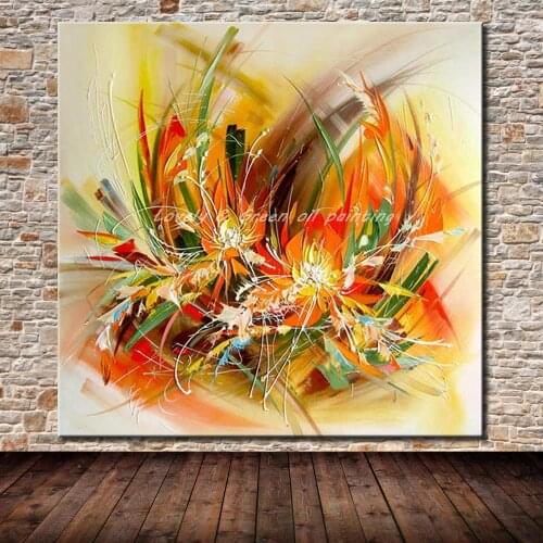 Mintura Modern Artist Hand Painted Abstract Flowers Oil Painting On Canvas Wall Painting Wall Picture For Living Room Home Decor