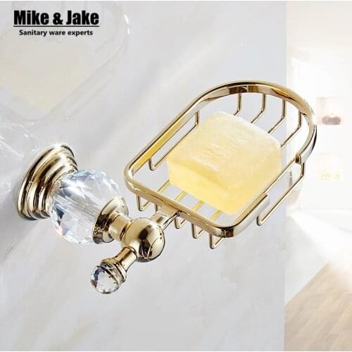 Modern golden crystal finish metal Soap basket soap dish soap holder bathroom accessories wall soap basket